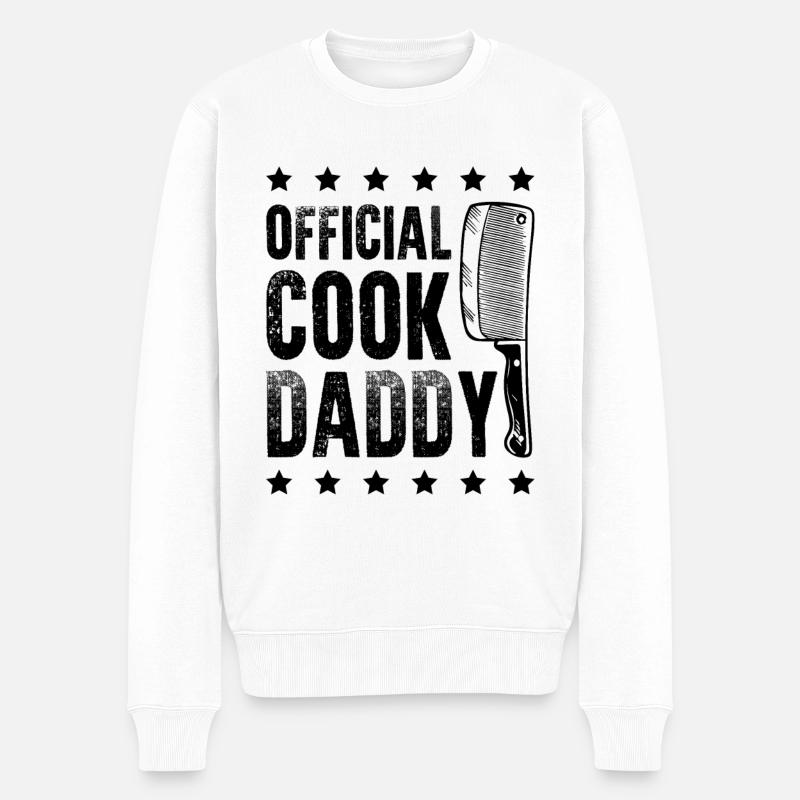 Koch dad Daddy papa spruch - Männer Premium Bio Pullover - Weiß