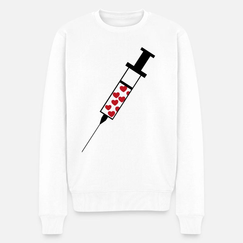 Spritze - Männer Premium Bio Pullover - Weiß