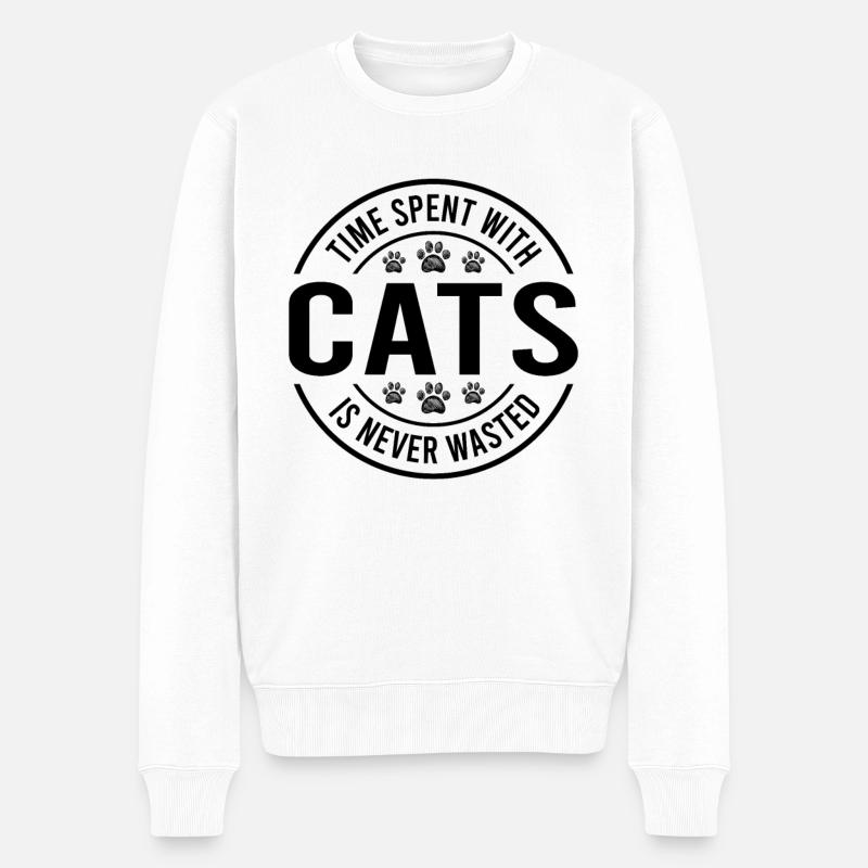 katzen cat spruch - Männer Premium Bio Pullover - Weiß
