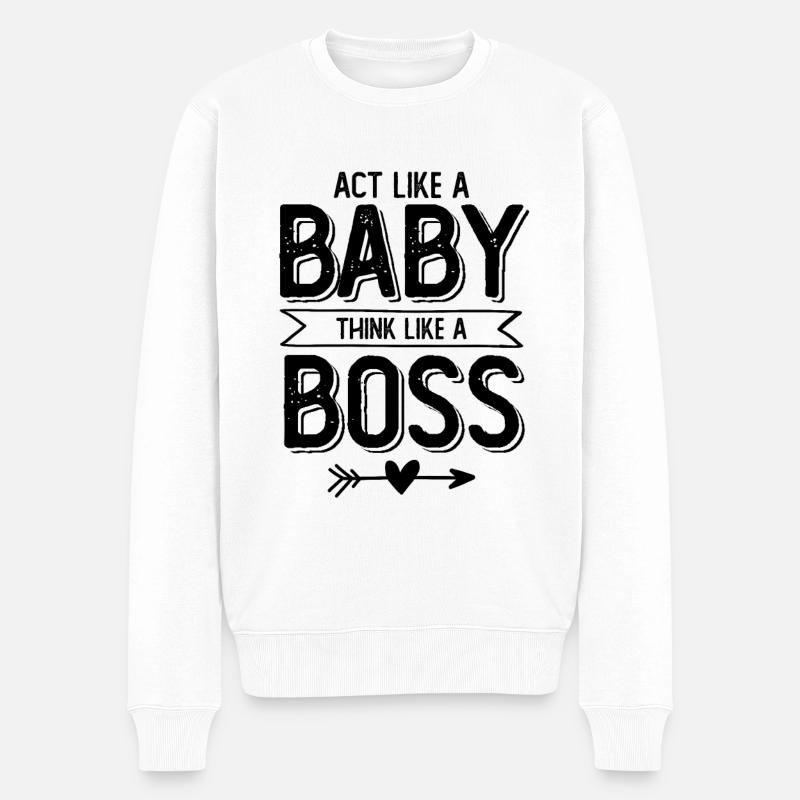 baby boss - Männer Premium Bio Pullover - Weiß