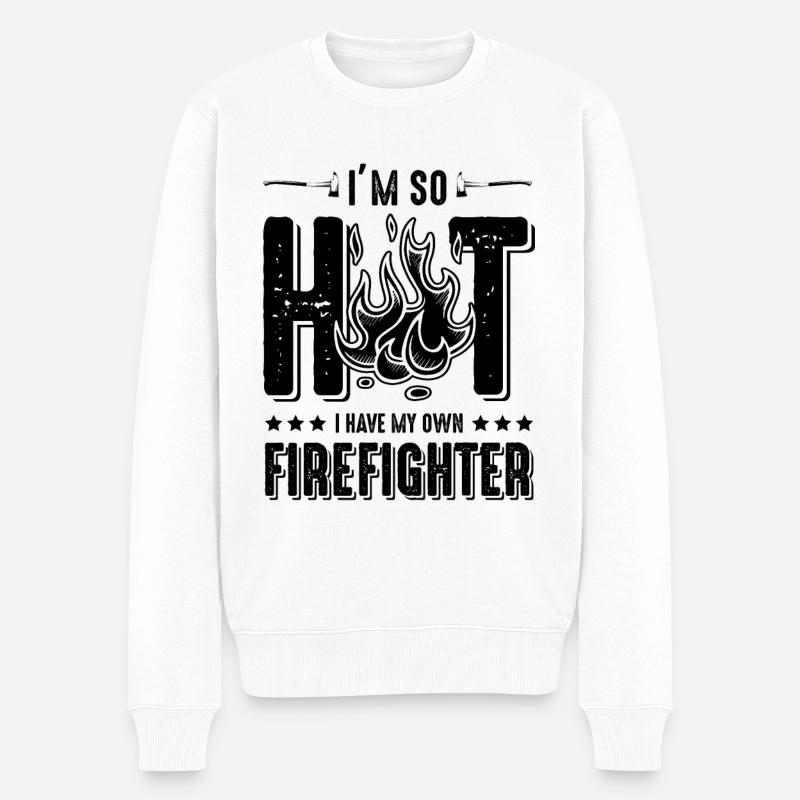 firefighter feuerwehr hot - Männer Premium Bio Pullover - Weiß