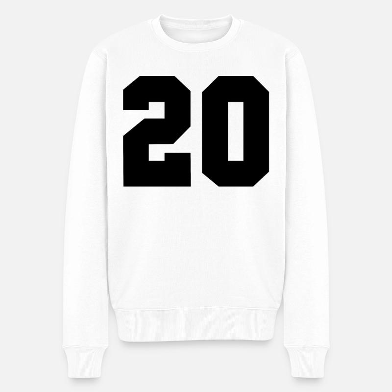 20 - Zahl 20 - 20 Jahre - Männer Premium Bio Pullover - Weiß