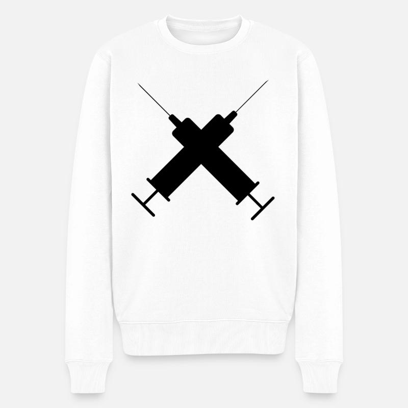 Spritze - Männer Premium Bio Pullover - Weiß