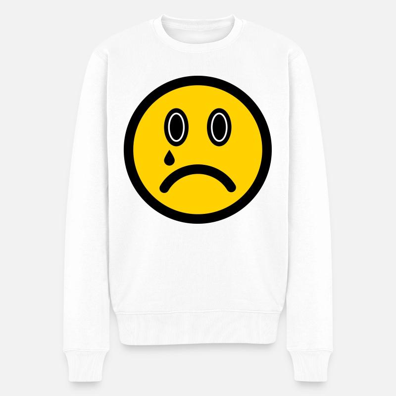 Weinendes Emoticon - Bildsymbol - Strichgesicht - Männer Premium Bio Pullover - Weiß