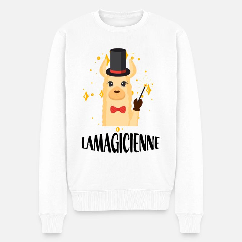 Lamagicienne Idée Cadeau Jeux De Mots Drôles Lama - Pull Premium bio Homme - blanc