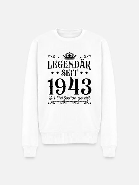 80. Geburtstag 1943 Jahrgang 80er - Männer Premium Bio Pullover - Weiß