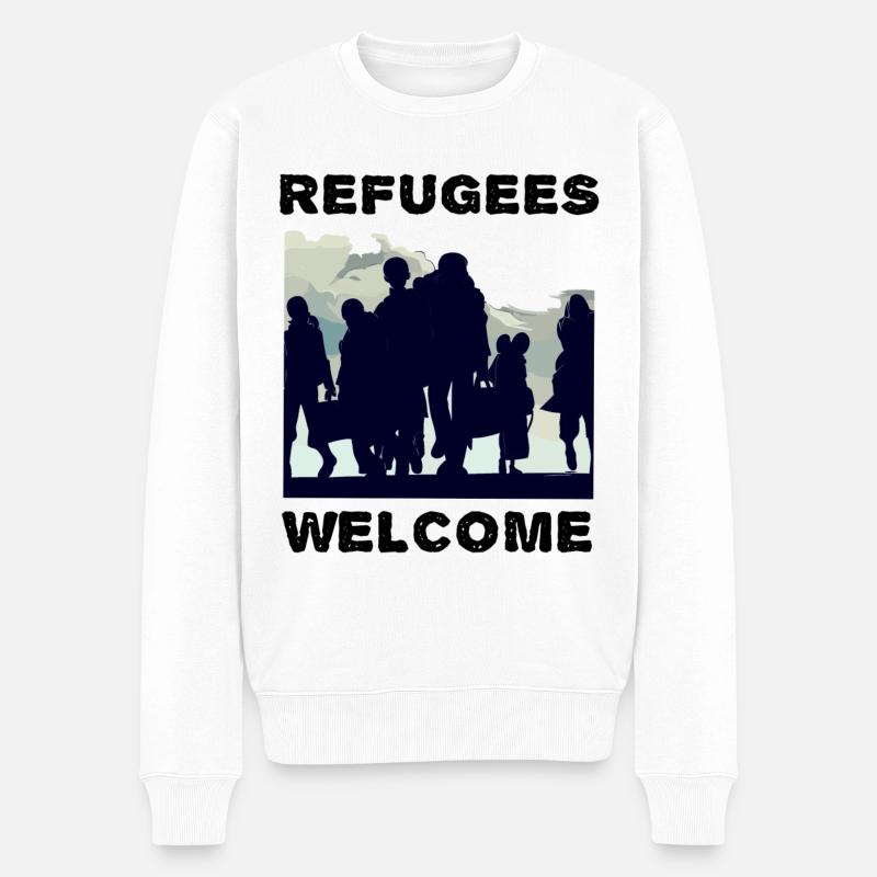Les réfugiés accueillent la solidarité - Pull Premium bio Homme - blanc