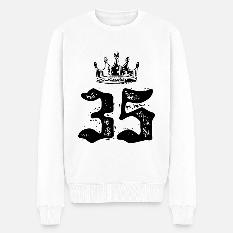 35 Zahl Krone - Männer Premium Bio Pullover - Weiß