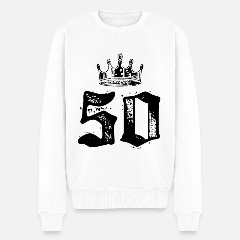 50 Zahl Krone - Männer Premium Bio Pullover - Weiß