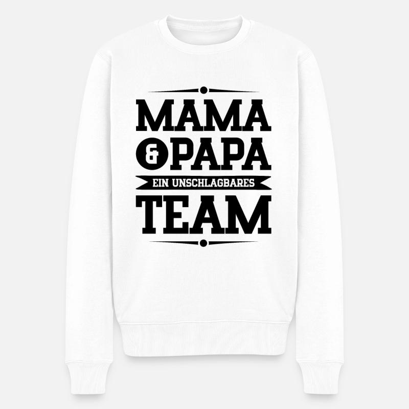 mama und papa team - Männer Premium Bio Pullover - Weiß