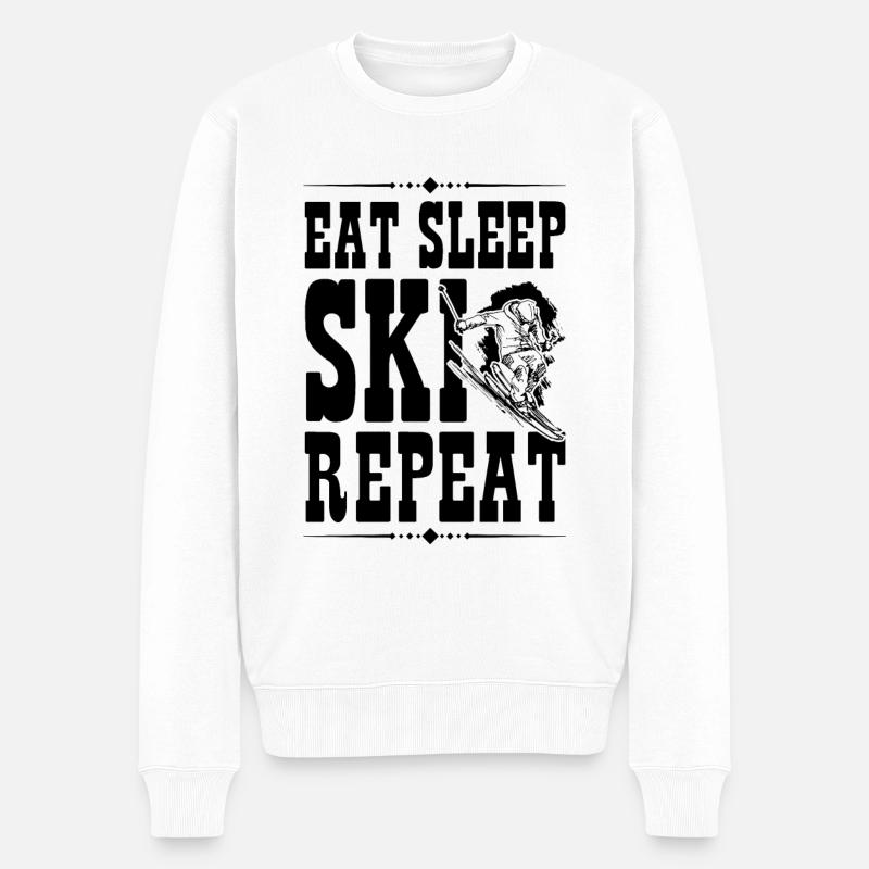 Manger Sleep Ski Répéter - Pull Premium bio Homme - blanc