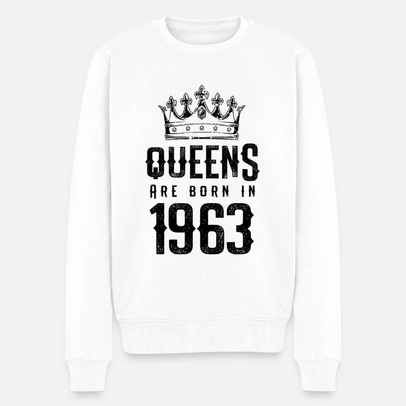 born in 1963 - Männer Premium Bio Pullover - Weiß