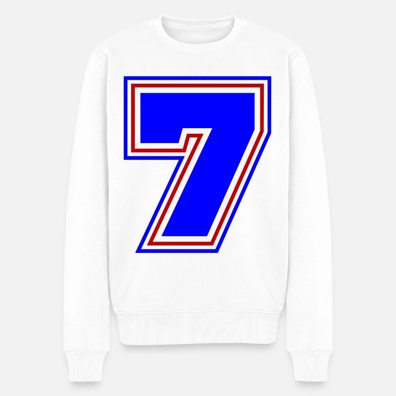 7 Zahl nummer - Männer Premium Bio Pullover - Weiß