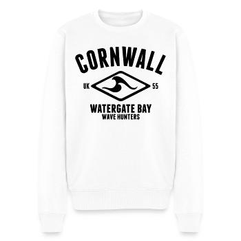CORNWALL WATERGATE BAY SURF DESIGN - Men's Premium Organic Jumper - white - Front - Thijin (182cm)