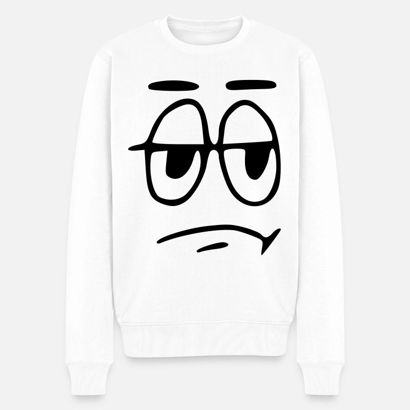 Emoji triste croquis noir - Pull Premium bio Homme - blanc