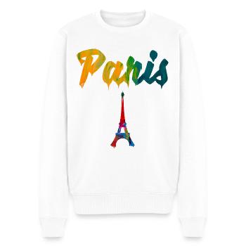 Pariser Hauptstadt - Männer Premium Bio Pullover - Weiß - Vorne - Thijin (182cm)