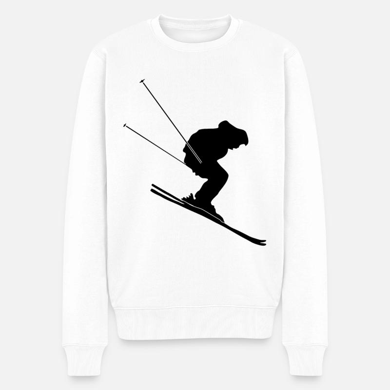 Skifahrer - Männer Premium Bio Pullover - Weiß