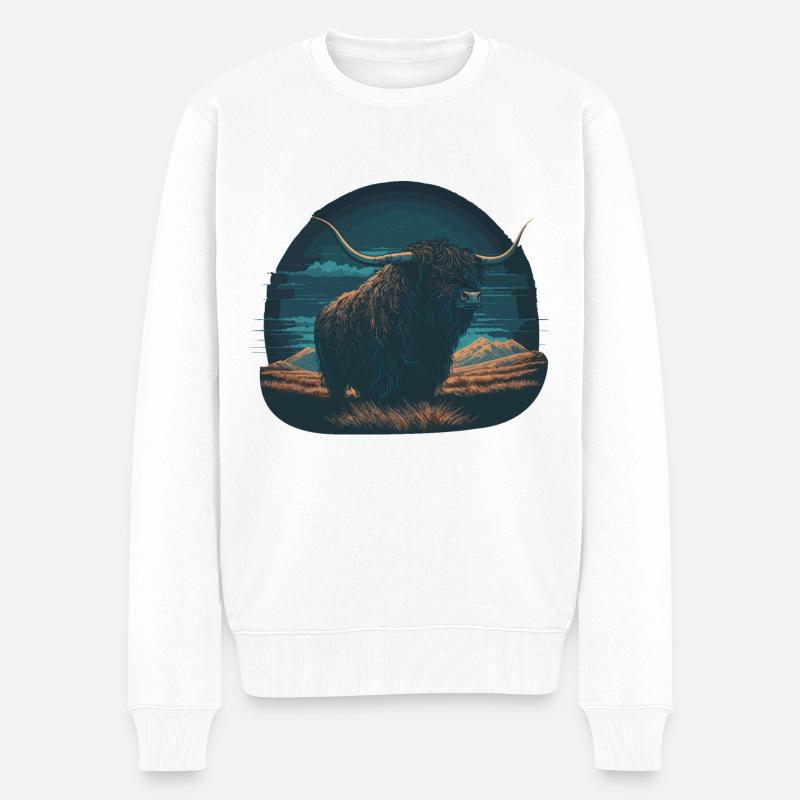 Haariger Yak - Männer Premium Bio Pullover - Weiß