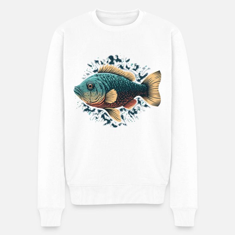 Illustration de poisson plat - Pull Premium bio Homme - blanc