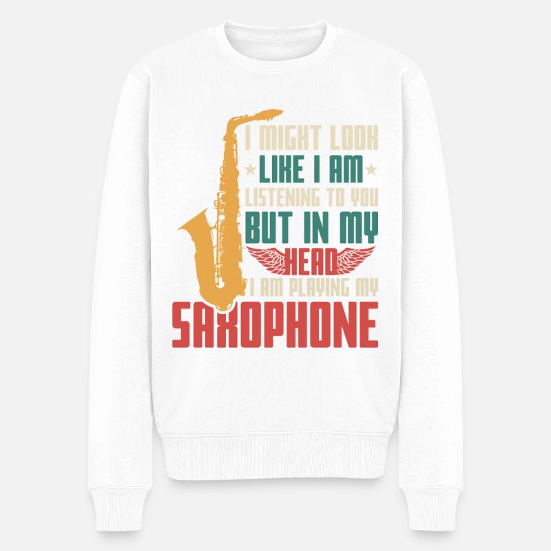 Dicton Saxophone - Pull Premium bio Homme - blanc