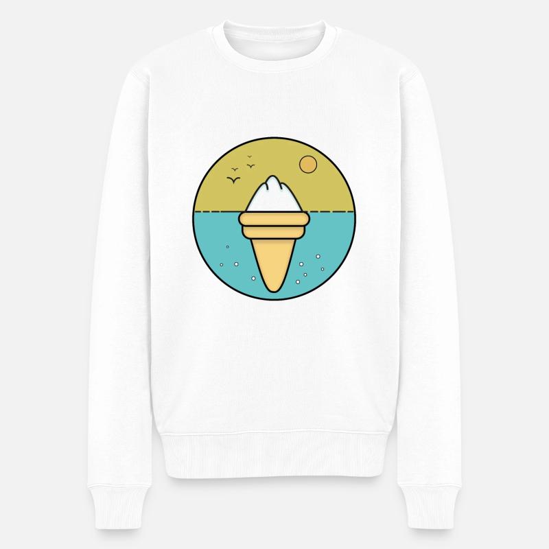 Crème glacée, crème glacée - Pull Premium bio Homme - blanc