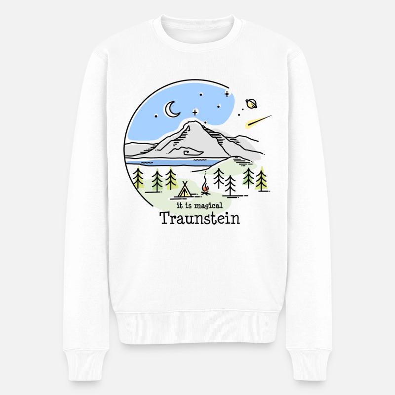 Traunstein Berg Wandern Souvenir Salzkammergut - Männer Premium Bio Pullover - Weiß