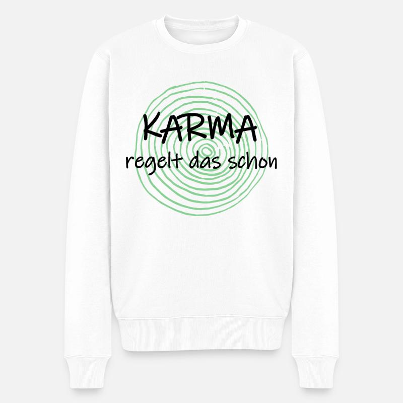 Karma regelt das schon - Männer Premium Bio Pullover - Weiß