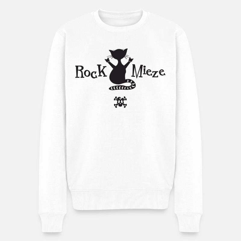 Rock Mieze, Hardrock, Katze, Katzenmama Geschenk - Männer Premium Bio Pullover - Weiß