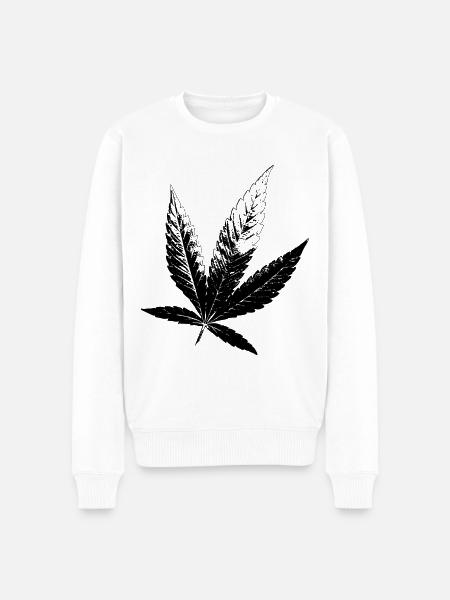 Cannabis Hanf Blatt - Männer Premium Bio Pullover - Weiß