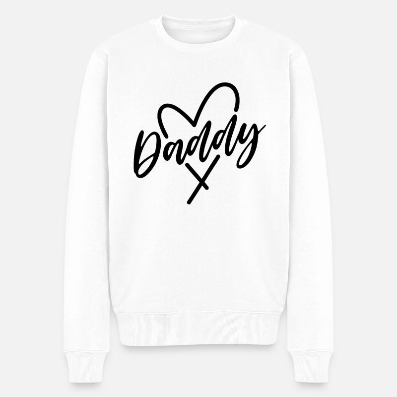 Papa Herz - Männer Premium Bio Pullover - Weiß