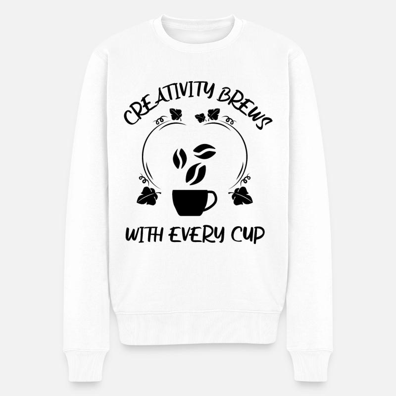 Kaffee Espresso Käffchen - Männer Premium Bio Pullover - Weiß