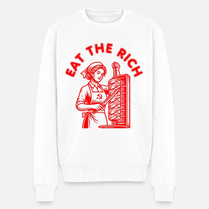 Eat the rich - Pull Premium bio Homme - blanc