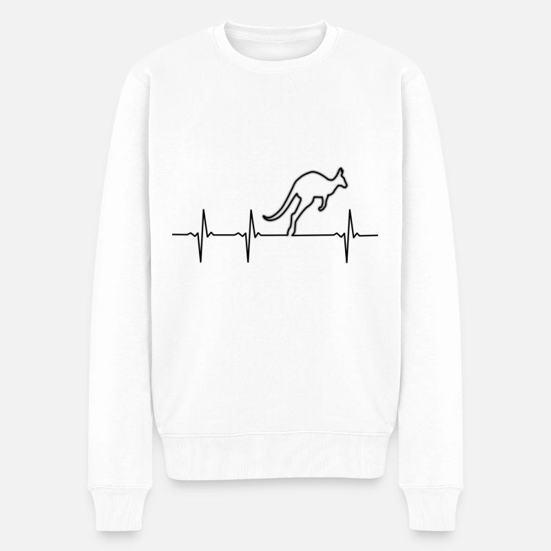Känguru Heart Beat - Männer Premium Bio Pullover - Weiß