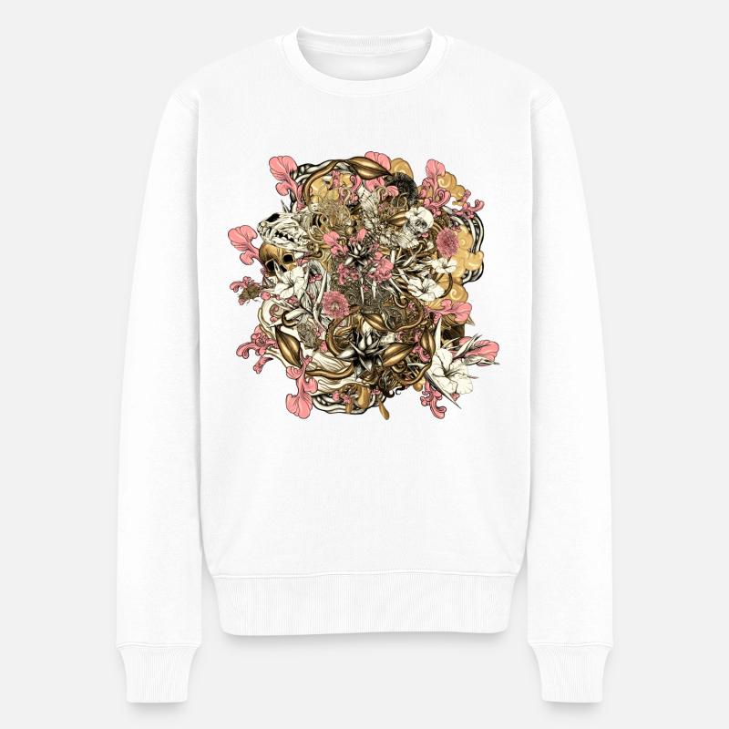 Flower Sechster Mix - Männer Premium Bio Pullover - Weiß