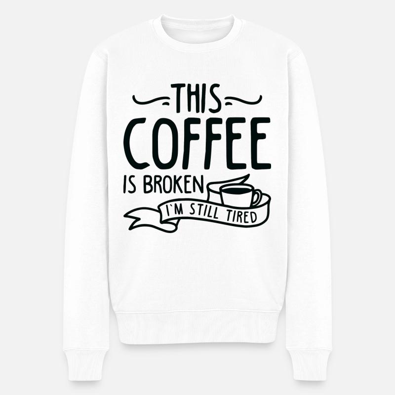 Dieser Kaffee ist kaputt - Männer Premium Bio Pullover - Weiß