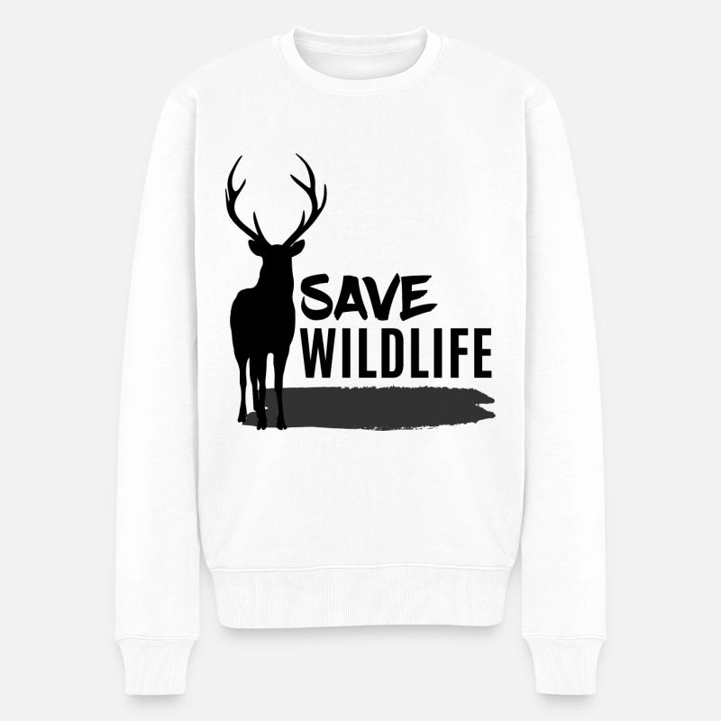 Hirsch - Deer / Save Wildlife - Green Planet - Männer Premium Bio Pullover - Weiß