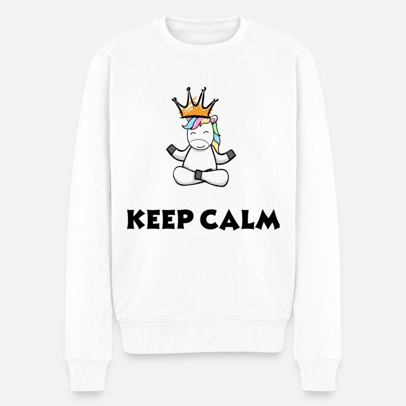 keep calm Einhorn - Männer Premium Bio Pullover - Weiß