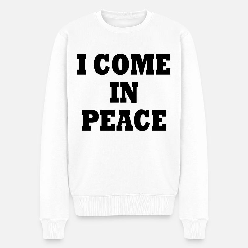 i come in peace - Männer Premium Bio Pullover - Weiß