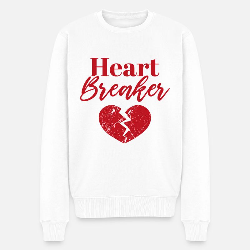 Herzensbrecher - Männer Premium Bio Pullover - Weiß