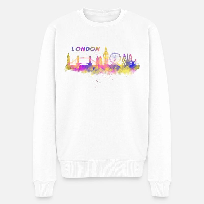 Skyline London in England - Männer Premium Bio Pullover - Weiß