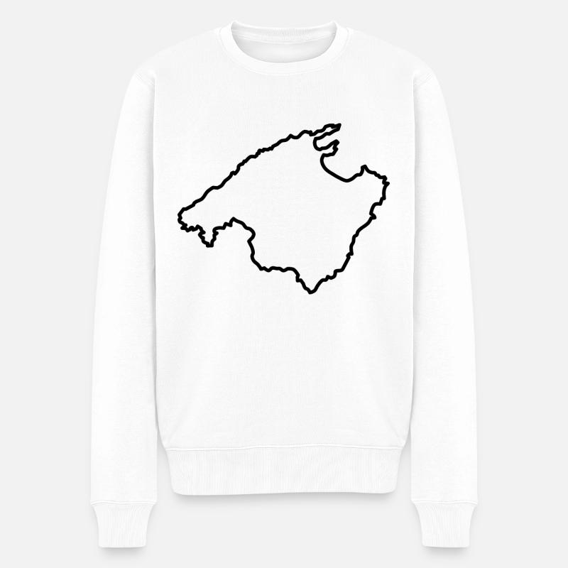 Mallorca - Kontur der Insel (schwarz) - Männer Premium Bio Pullover - Weiß