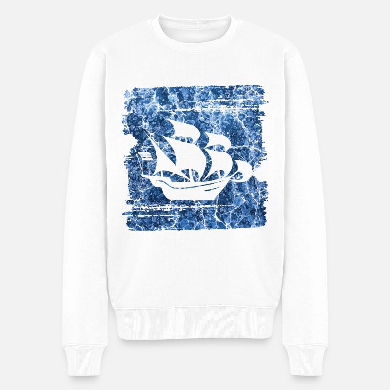 segelschiff e 206 - Männer Premium Bio Pullover - Weiß