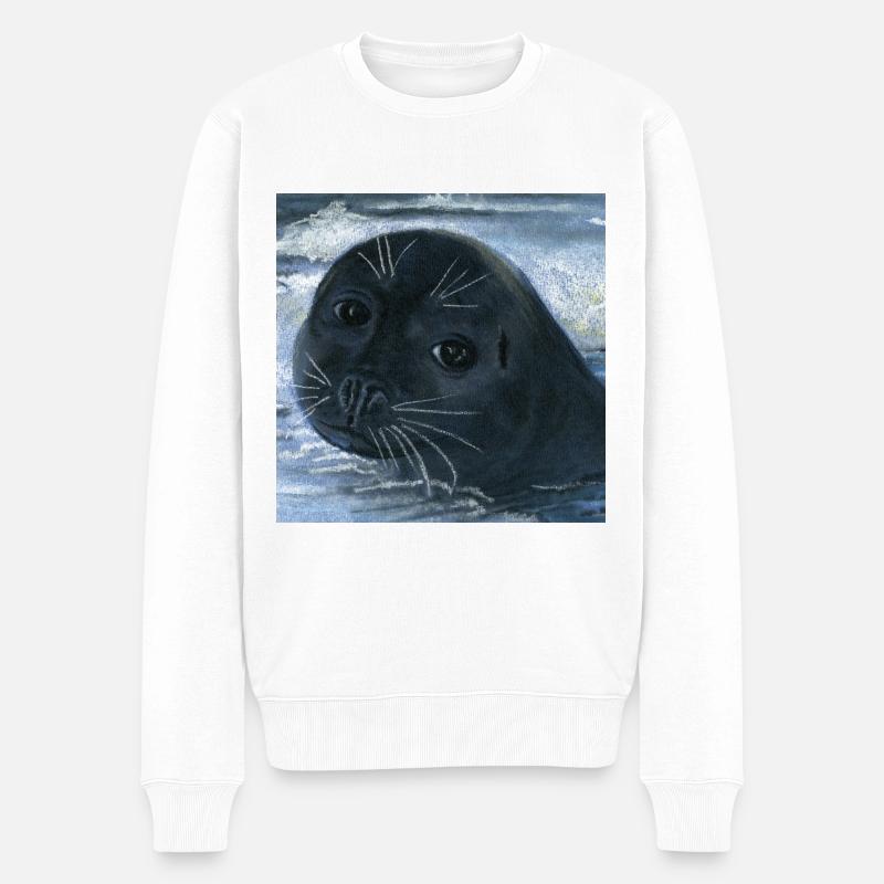 phoque animal marin - Pull Premium bio Homme - blanc