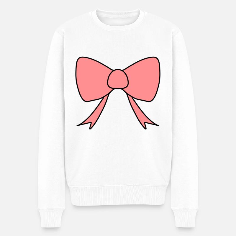 Lyserød sløjfe symbolform - Økologisk premium-sweatshirt til mænd - hvid
