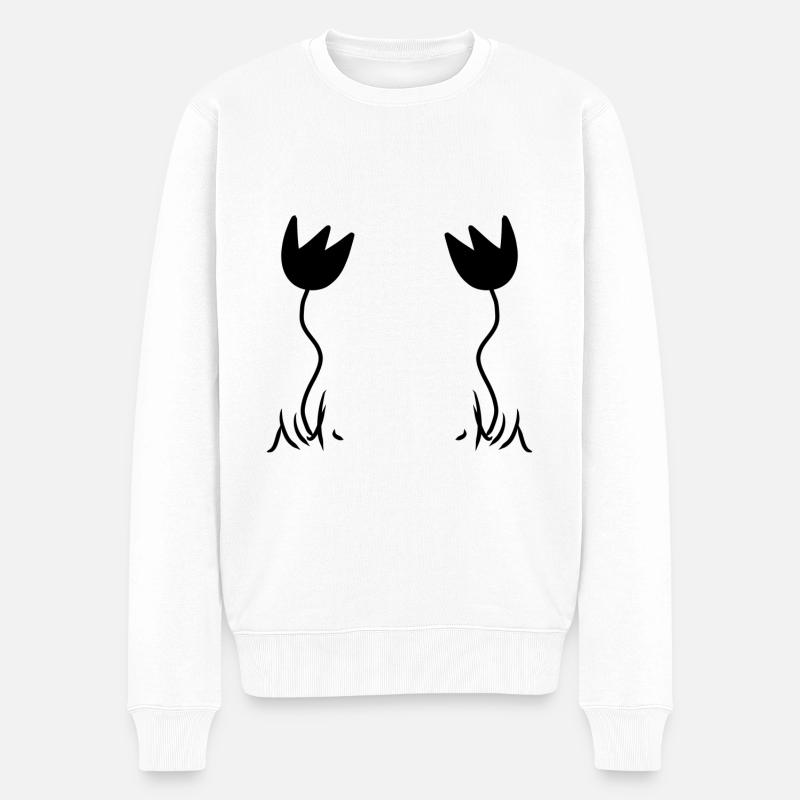 Deux Plantes Fleurs Roses - Pull Premium bio Homme - blanc