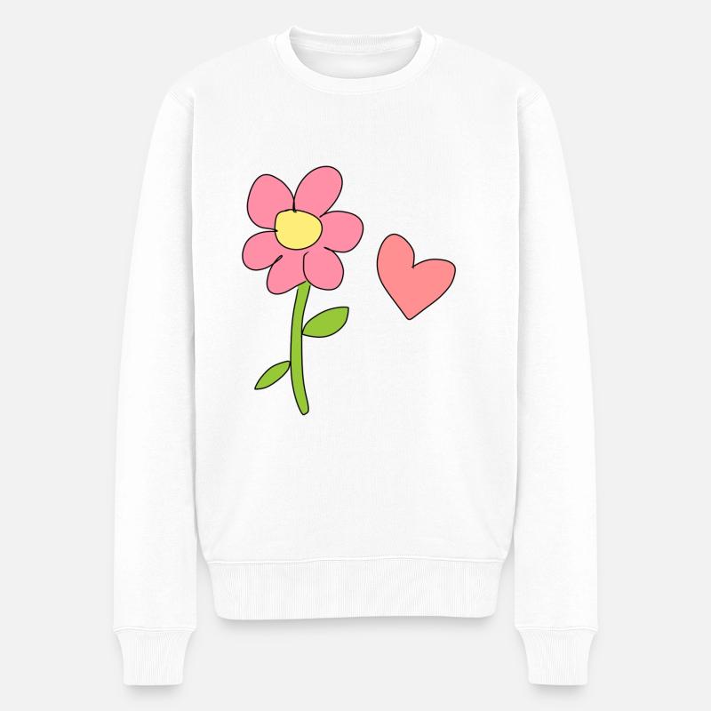 symbole fleur nature plante coeur - Pull Premium bio Homme - blanc