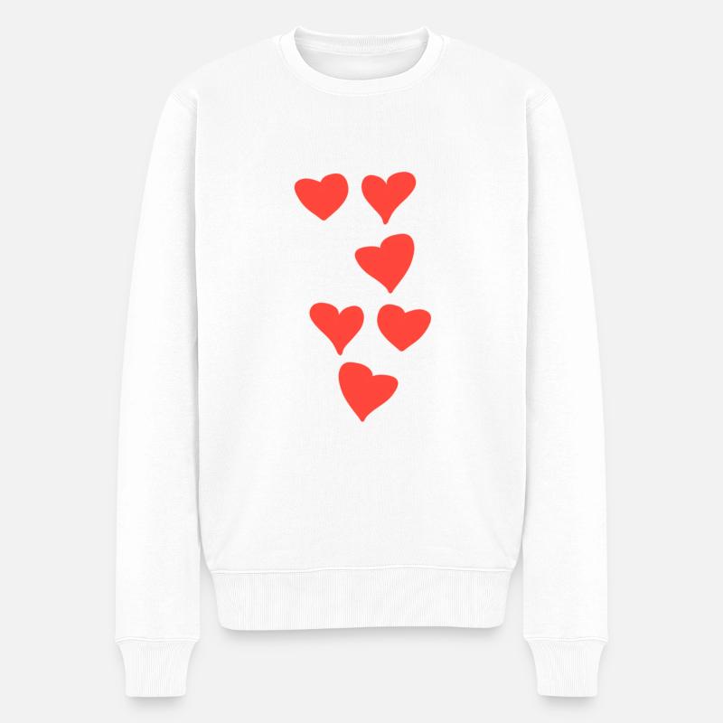 herzen muster herz rot - Männer Premium Bio Pullover - Weiß