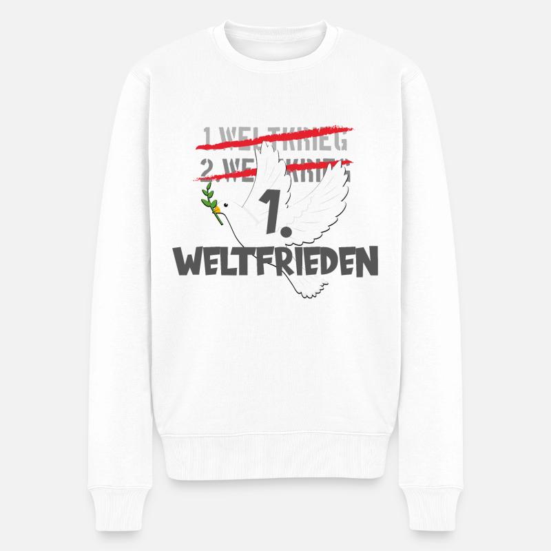 WELTFRIEDEN FRIEDEN FREIHEIT DEMO PEACE - Männer Premium Bio Pullover - Weiß