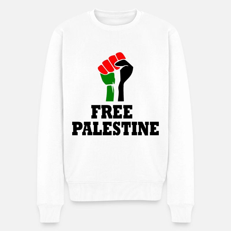 Free palestine - Männer Premium Bio Pullover - Weiß