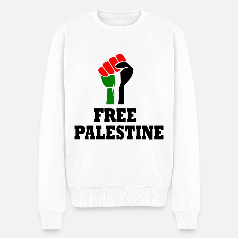 Free palestine - Männer Premium Bio Pullover - Weiß